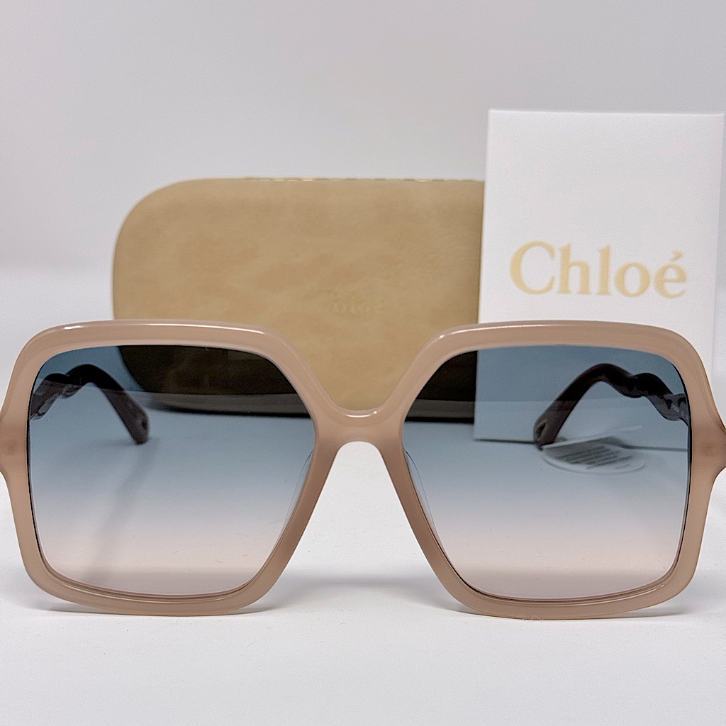 New Chlo Women's Beige Square Sunglasses Shades Size 58-17-145 W/Case Orig $410